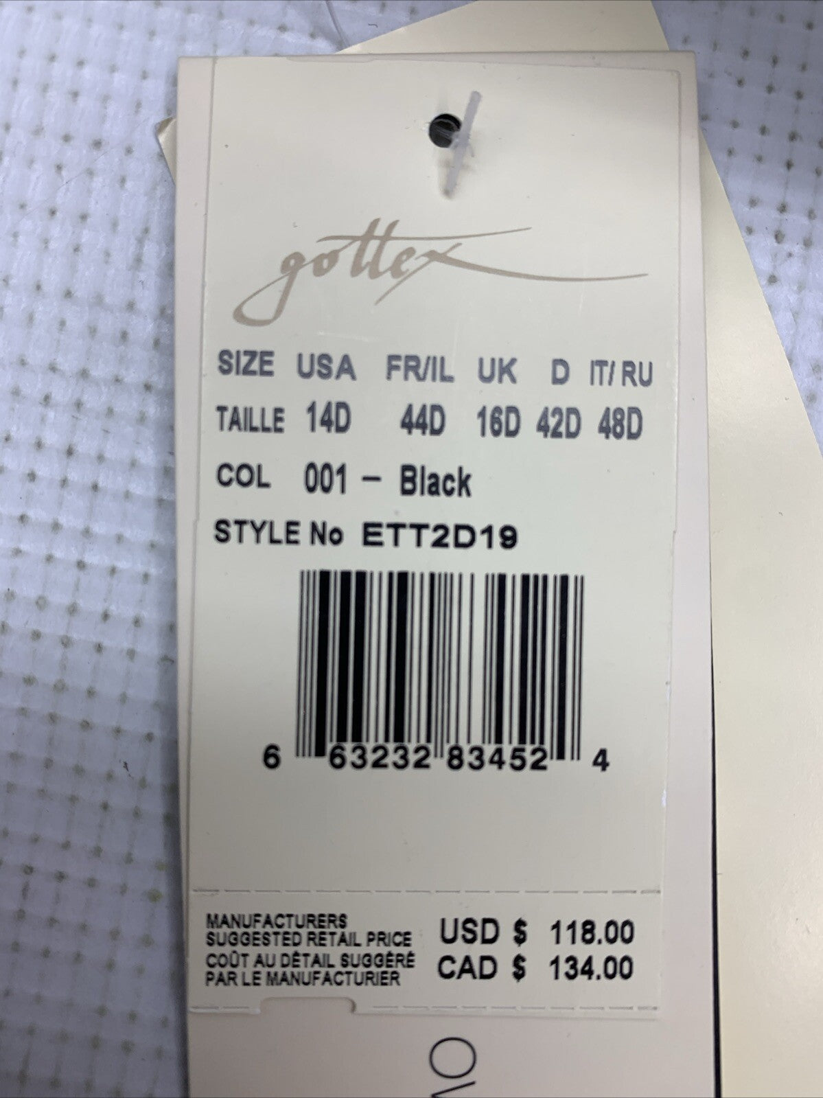 Gottex Sweetheart Cup Sized Tankini Top Swimsuit Tutti Frutti Black Size 14D