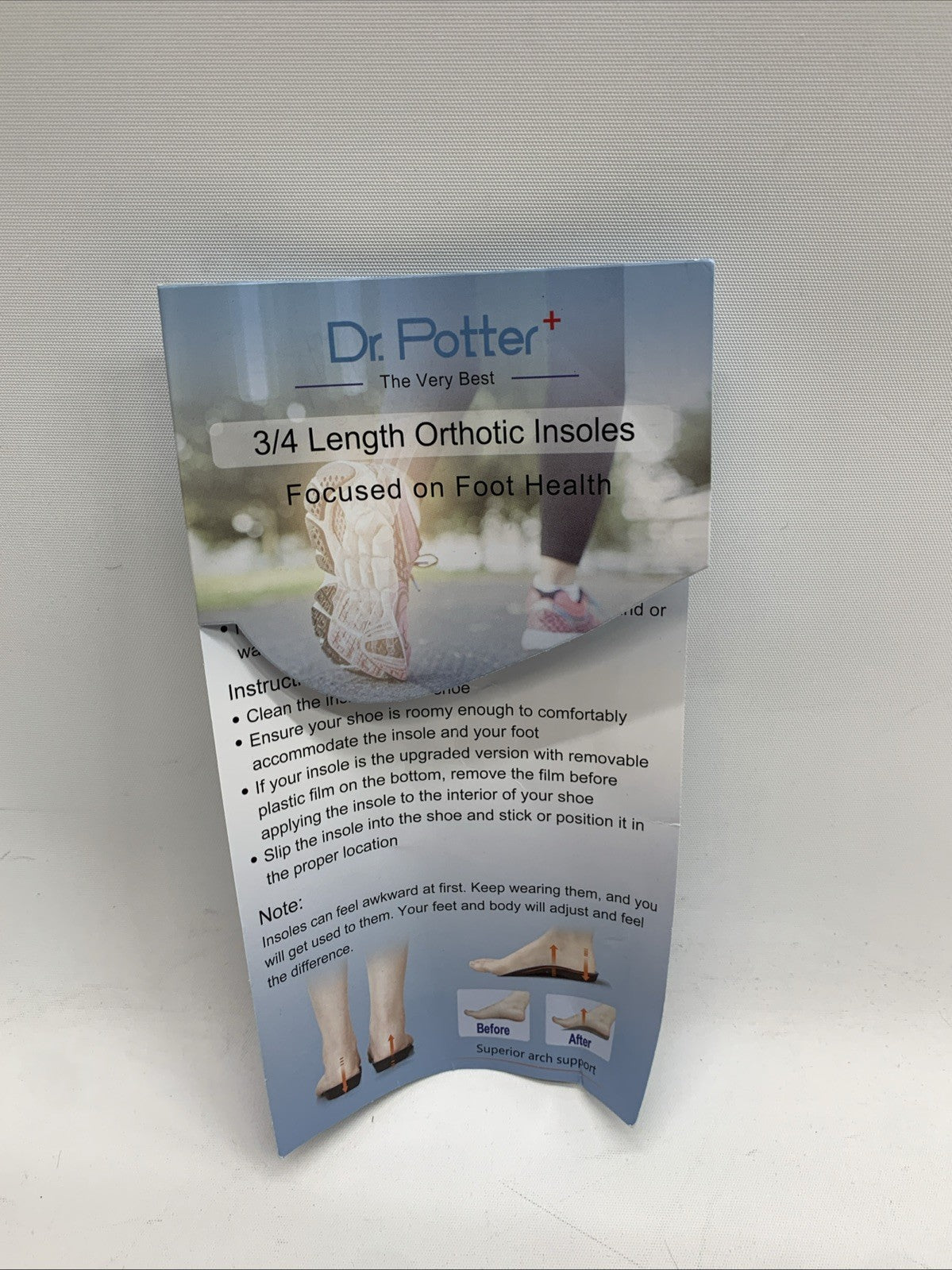 DR. POTTER 3/4 Plantar Fasciitis Insoles High Arch Support Inserts Size M6.5-8.5