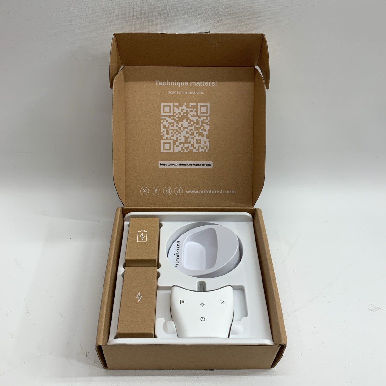 Autobrush Sonic Pro U Shaped Adult White Electric Toothbrush Double Sided Head
