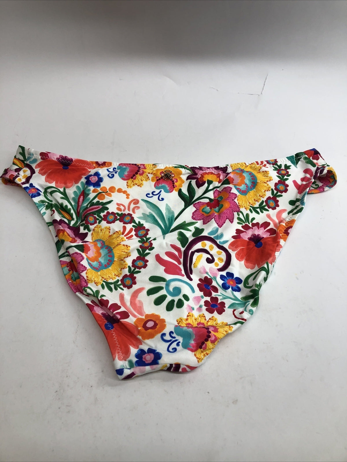 Sunshine 79 floral halter tankini top by The Family Flips, padded swimwear for women size 14, with vibrant floral pattern