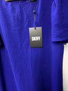 DKNY Shift Midi Dress Ruffle Short Flutter Sleeve Royal Blue SZ 2 Flowy DD1A759A