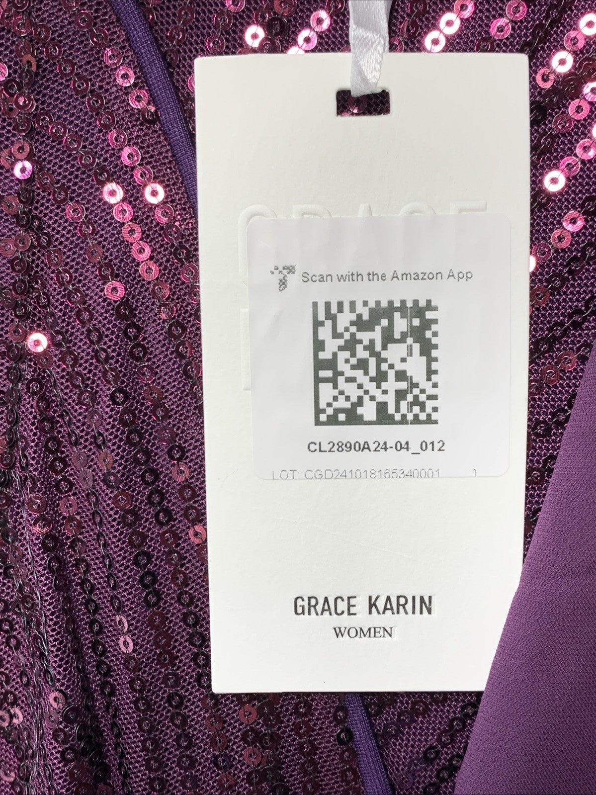 GRACE KARIN 2024 Women's Two Piece Sequin Dress with Jacket Size 12, Purple