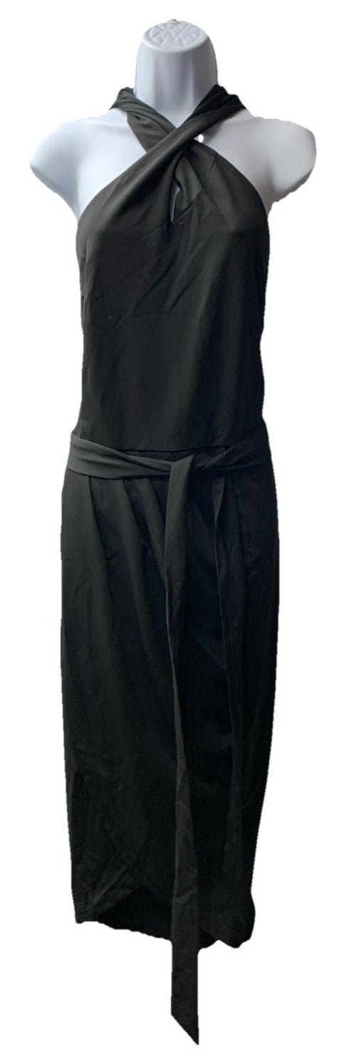 Black plus size wrap front party dress for women, sleeveless design, size 20W, by Hanna Nikole from The Family Flips.