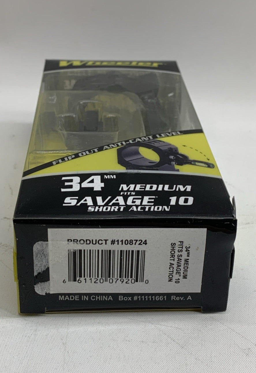 Wheeler 1-Piece Scope Mount 34 mm Medium fits Savage 10 Short Action Anti-Cant L