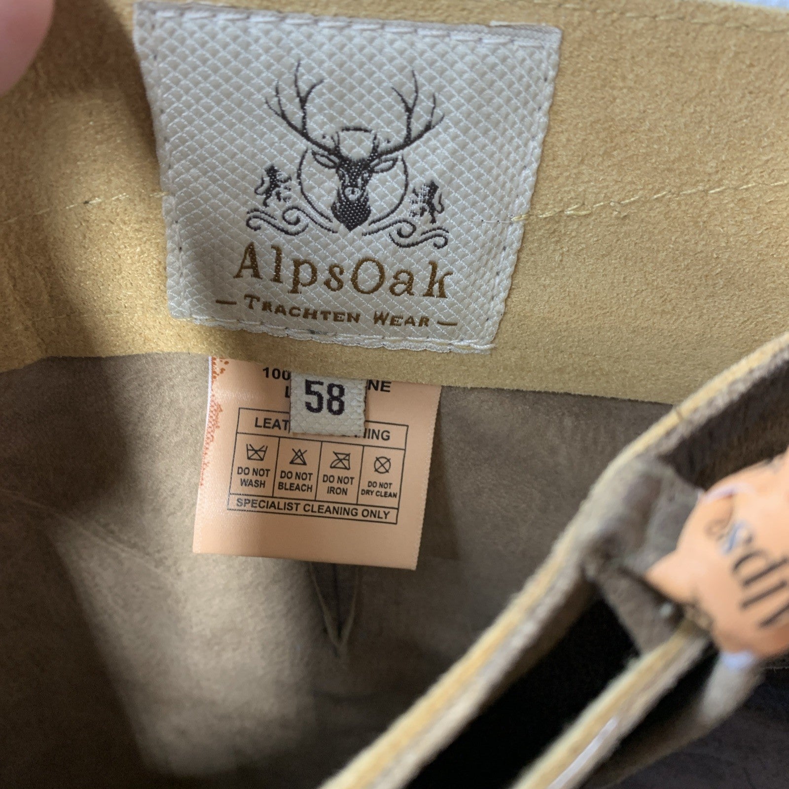 AlpsOak Men's Oktoberfest Lederhosen Authentic German Leather Shorts Size 58