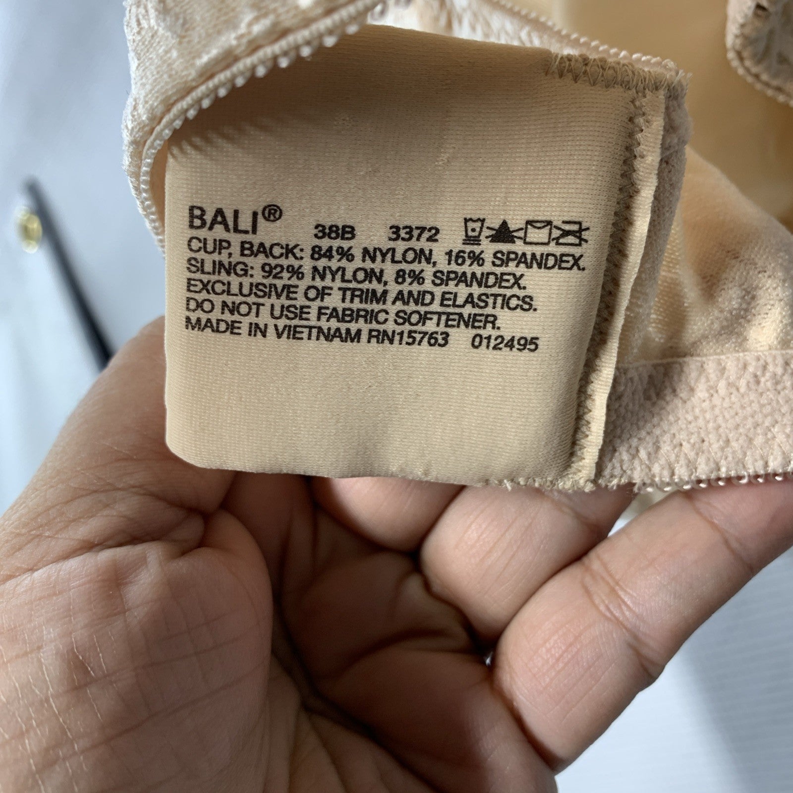 Bali Bra 38B nude double support lace wireless bra by The Family Flips, featuring cool comfort and supportive design.