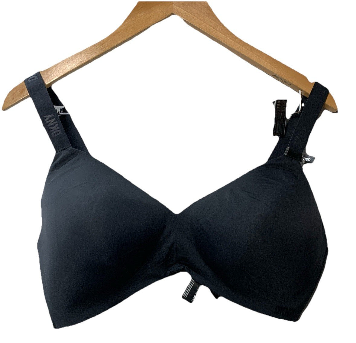 DKNY DK7934 Women's Active Comfort Wire-Free T-Shirt Bra Black Opaque Size 38D