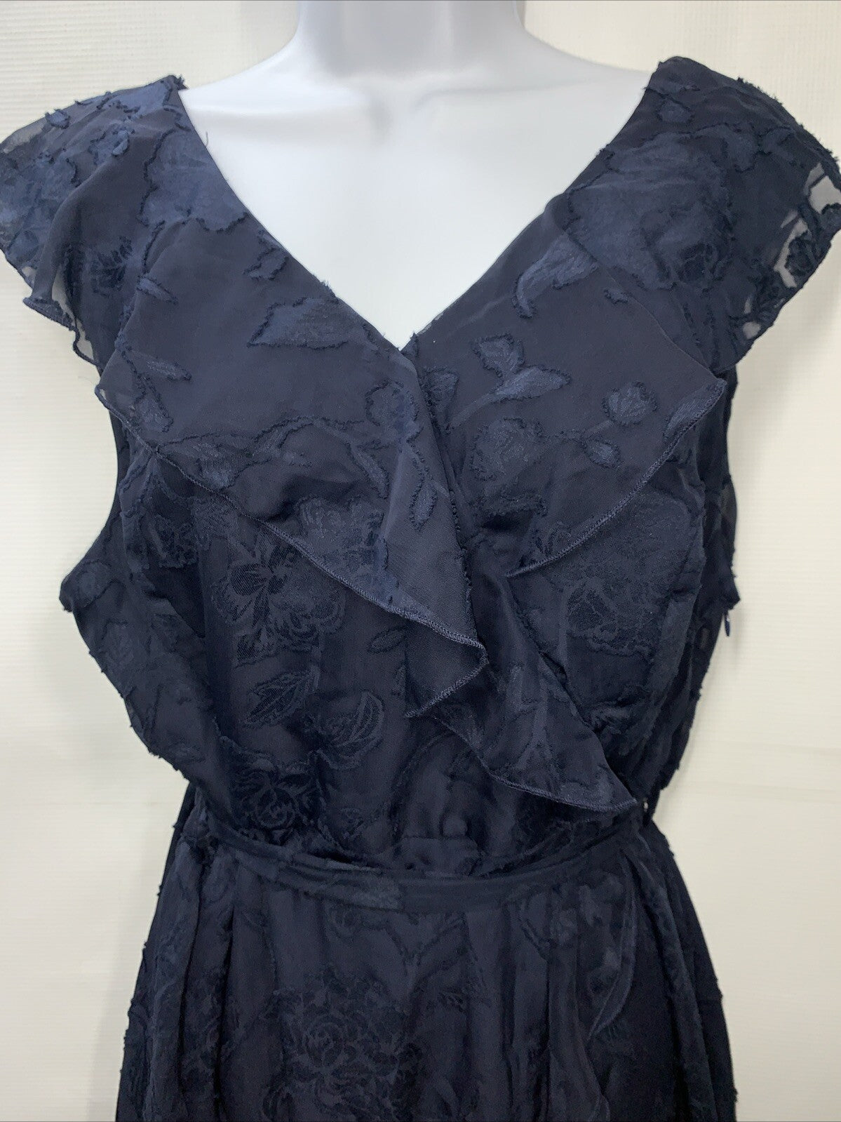 GRACE KARIN Women's Wedding Dress V Neck Ruffle High Waist Midi  Navy Size XL