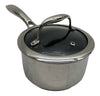 Hexclad 1QT Stainless Steel Hybrid Saucepan with Tempered Glass Cover Lid - USED