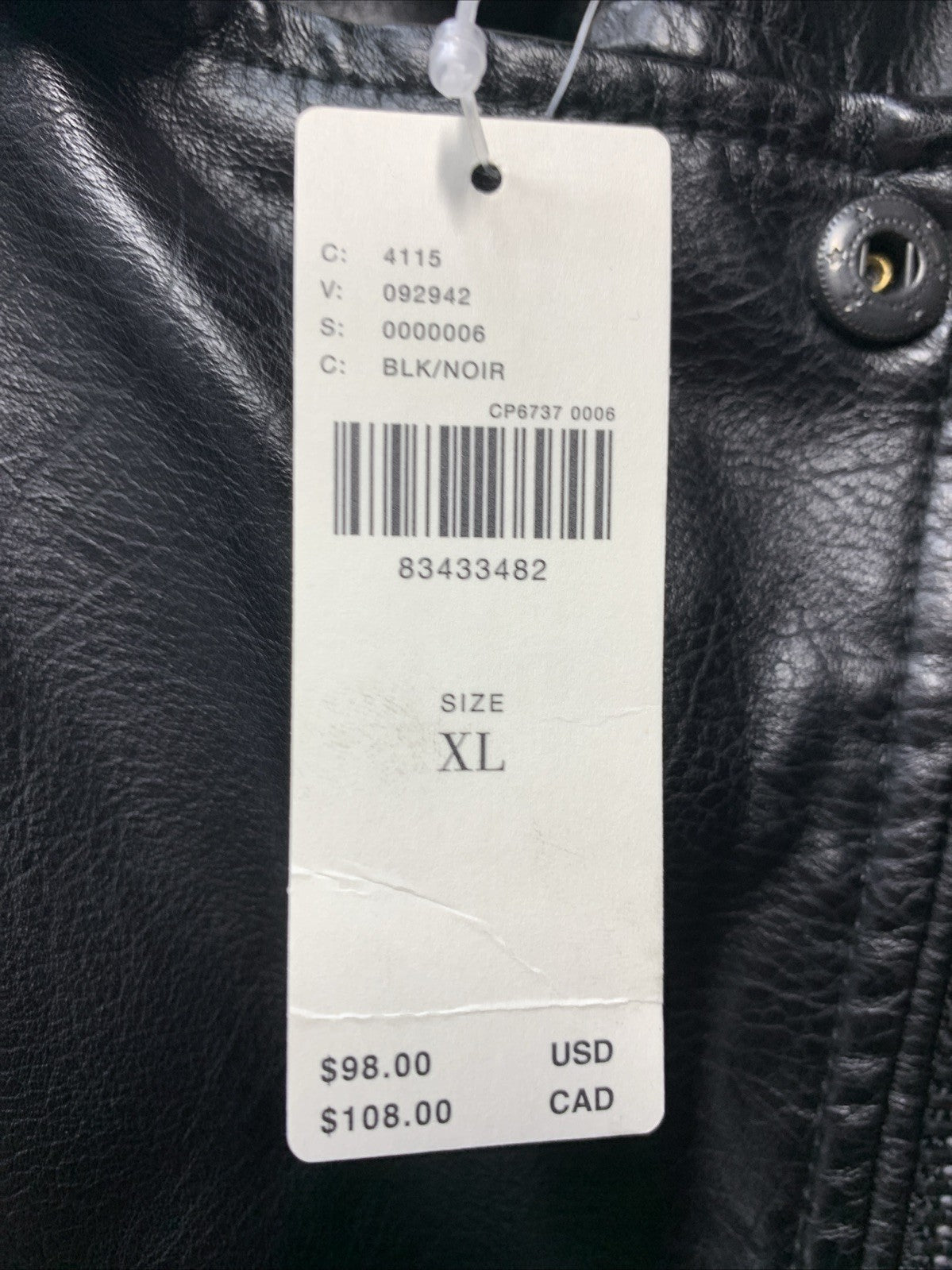 ANTHROPOLOGIE Faux Leather Moto Jacket Women's Long Sleeve with Pockets Size XL