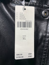 ANTHROPOLOGIE Faux Leather Moto Jacket Women's Long Sleeve with Pockets Size XL