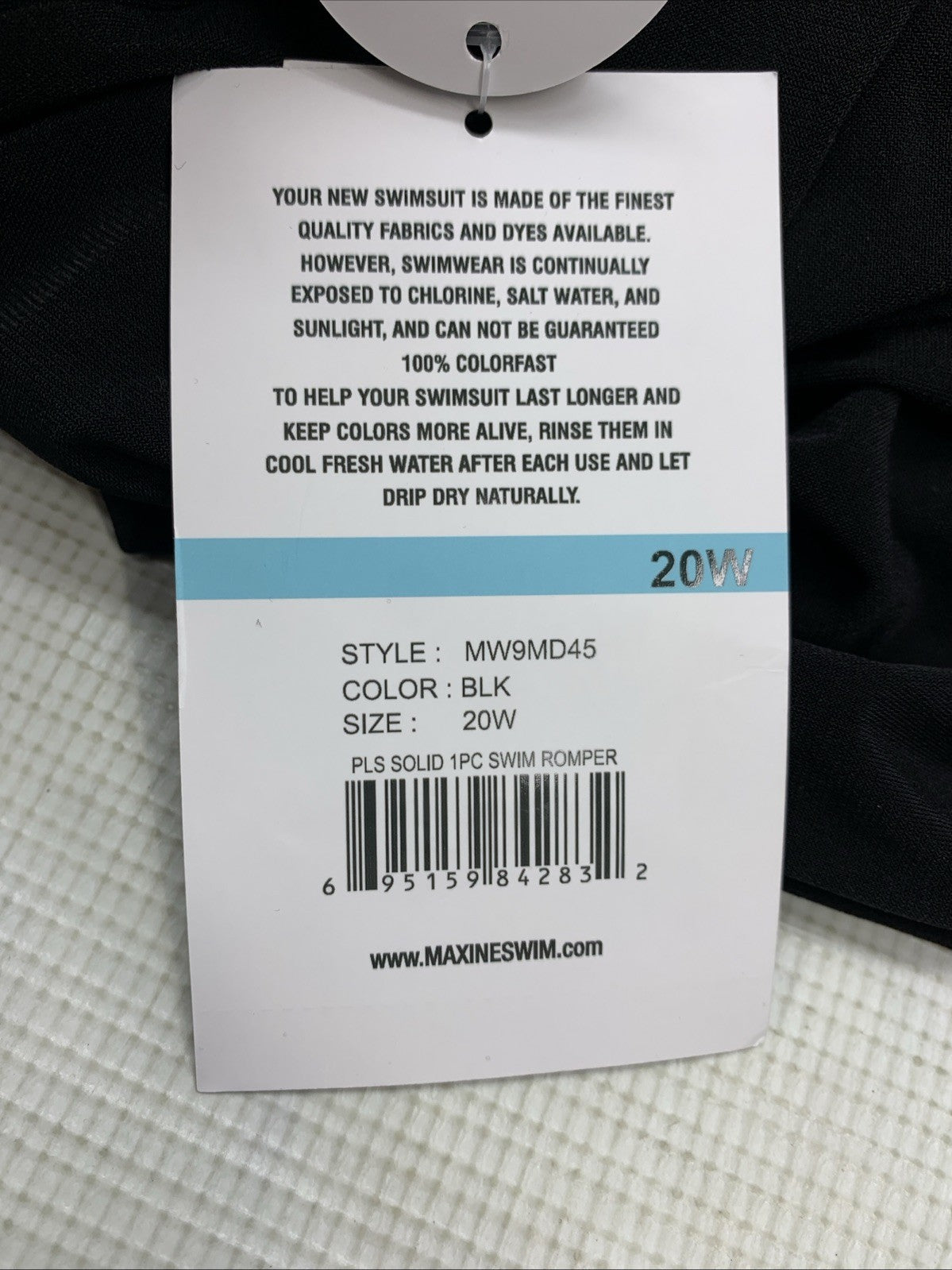 Maxine Of Hollywood MW9MD45 Swim Romper One Piece Swimsuit 20W Black Swimwear