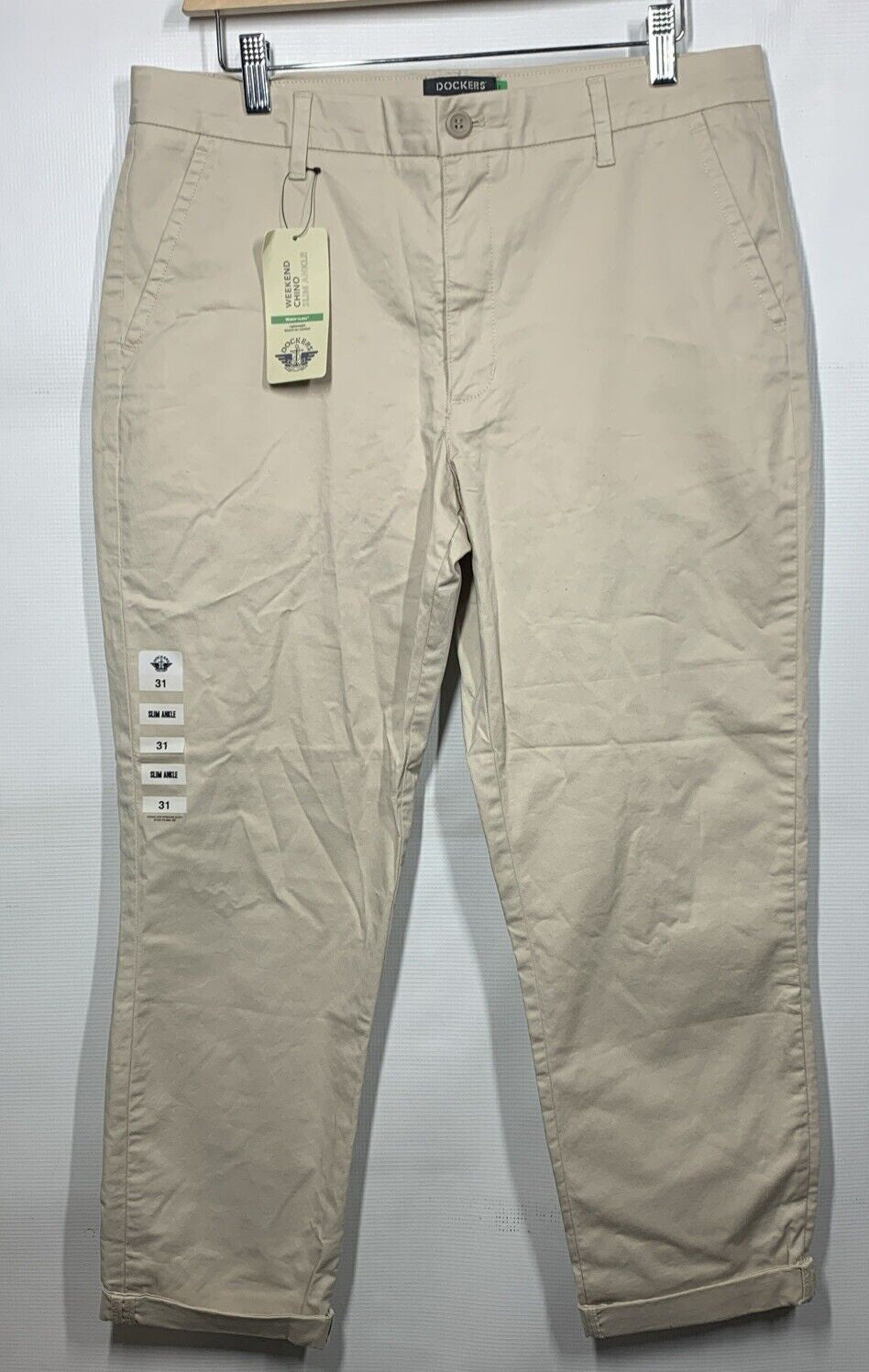 Dockers Weekend Chino Mid Rise Slim Ankle Cotton Khaki Pants Size 31 Long Jean