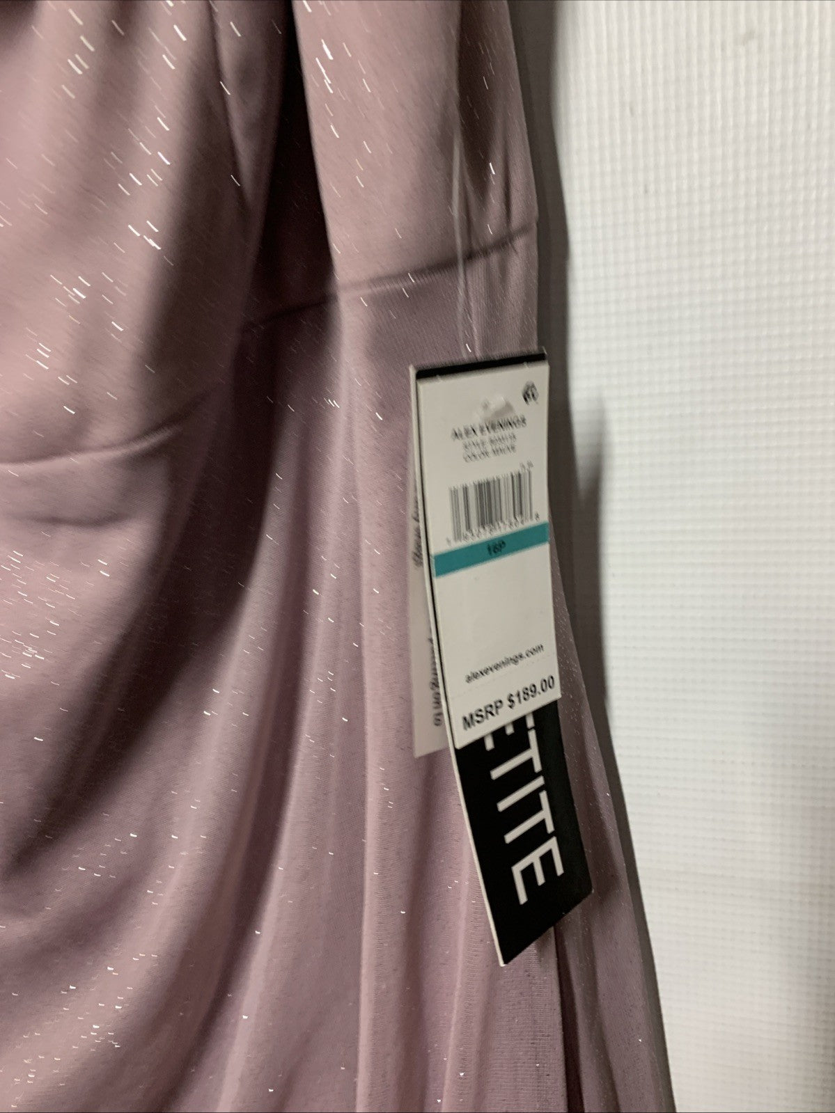 Alex Evenings Women's Long L-Neck Glitter Mesh Dress With Ruched Neck Line 16P