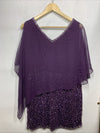 J Kara Women's Caplet Short Cocktail Beaded Party Dress Size 12P Pull On Purple