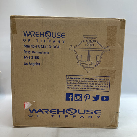 Warehouse Of Tiffany Karl Chrome 3-Light Semi-Flush Mount Light CM213/3CH