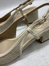 Sam Edelman Women Tracie Heel Size 8M Natural Weave Squared Toes Slingback Strap