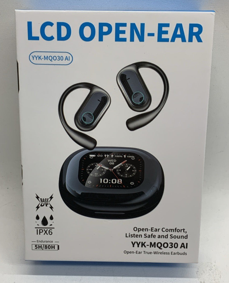 YYK-MQO30 AI LCD Open-Ear Earbuds Blue/Black Ultra-lightweight Wireless Earbuds