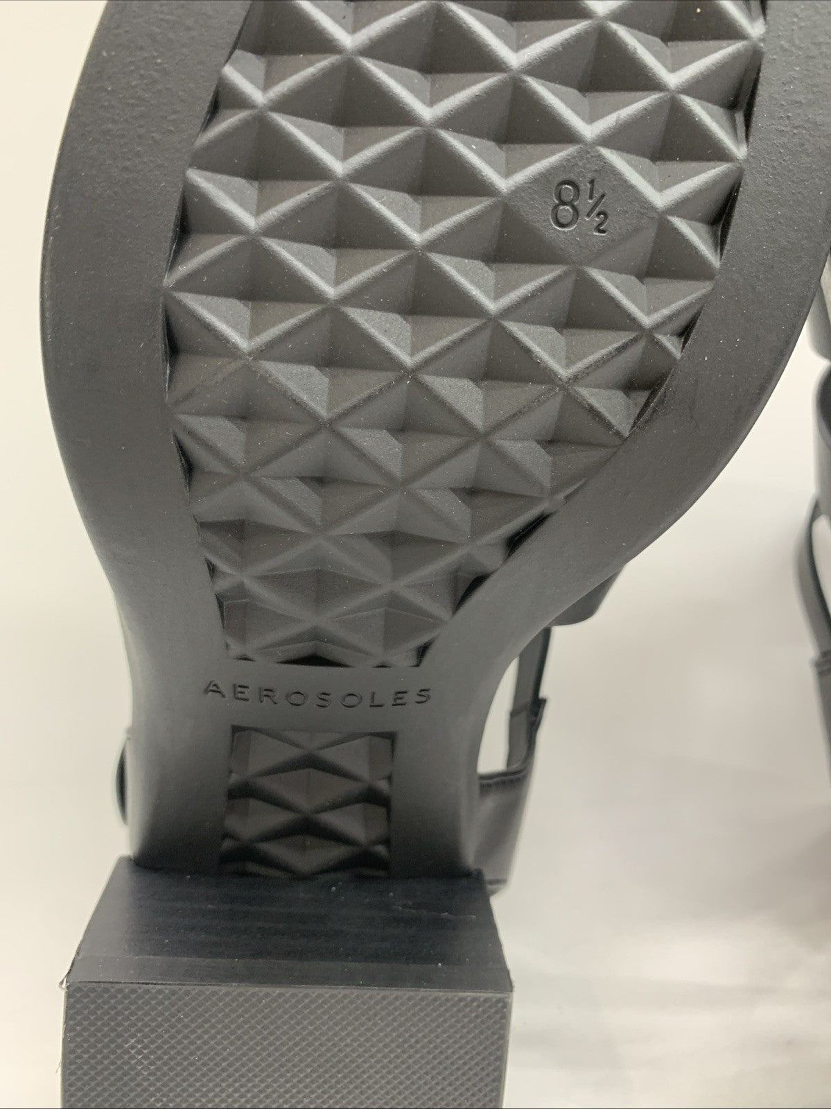 Women Sandals Aerosoles Dapper Sandal 8.5 Black Buckle Low Block Heel Square Toe