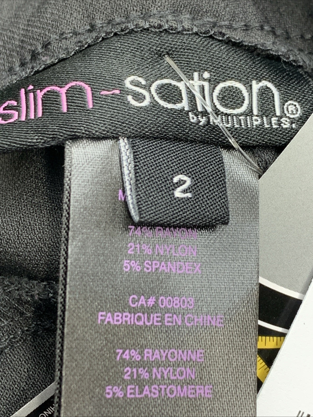 SLIM-SATION Women's Misses Ankle Long Pant Pull-on Pockets Size 2 Black M30719PM