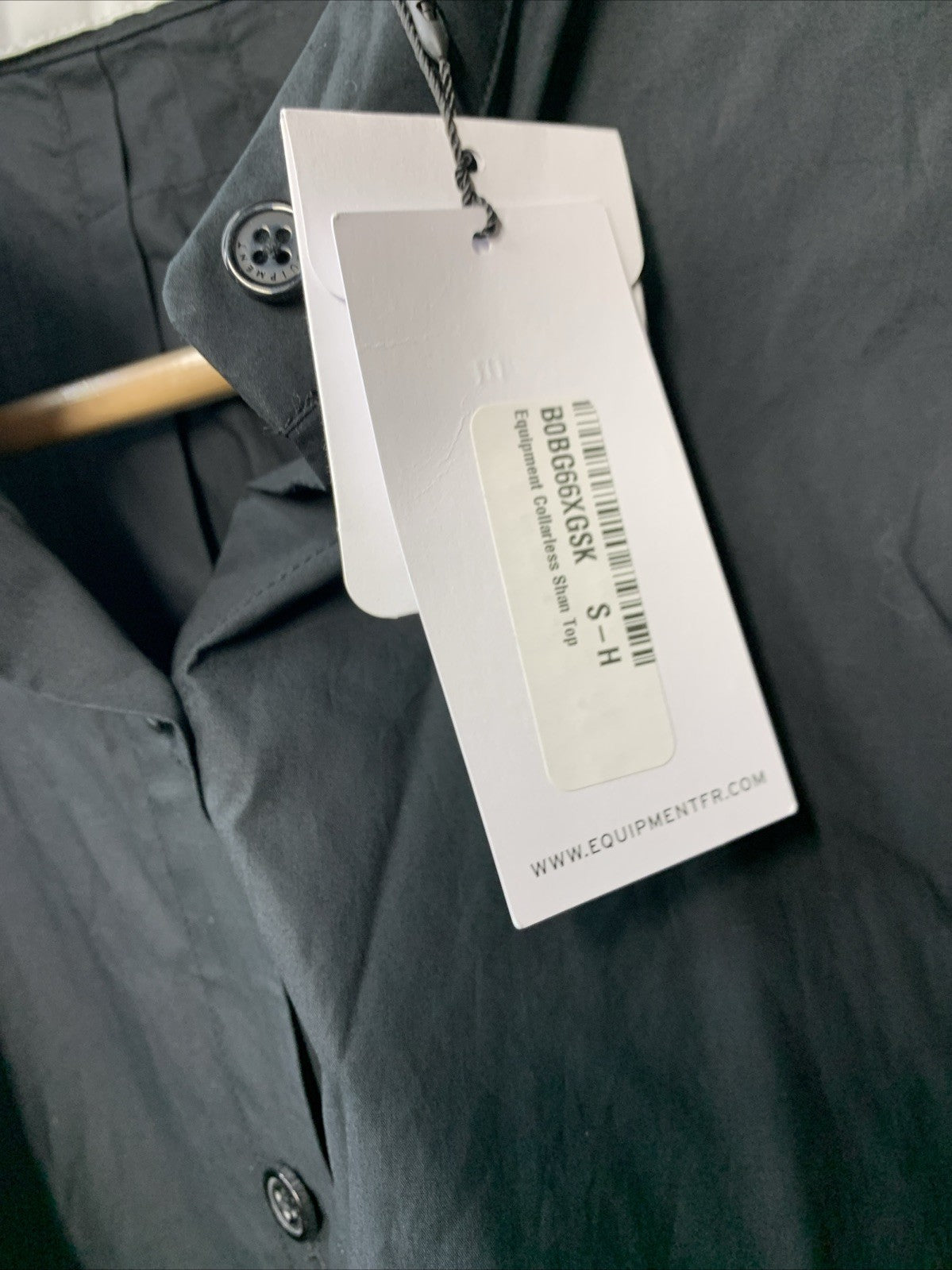 Equipment Women's Collarless Shan Top Size S Long Sleeve T5132F02536 True Black