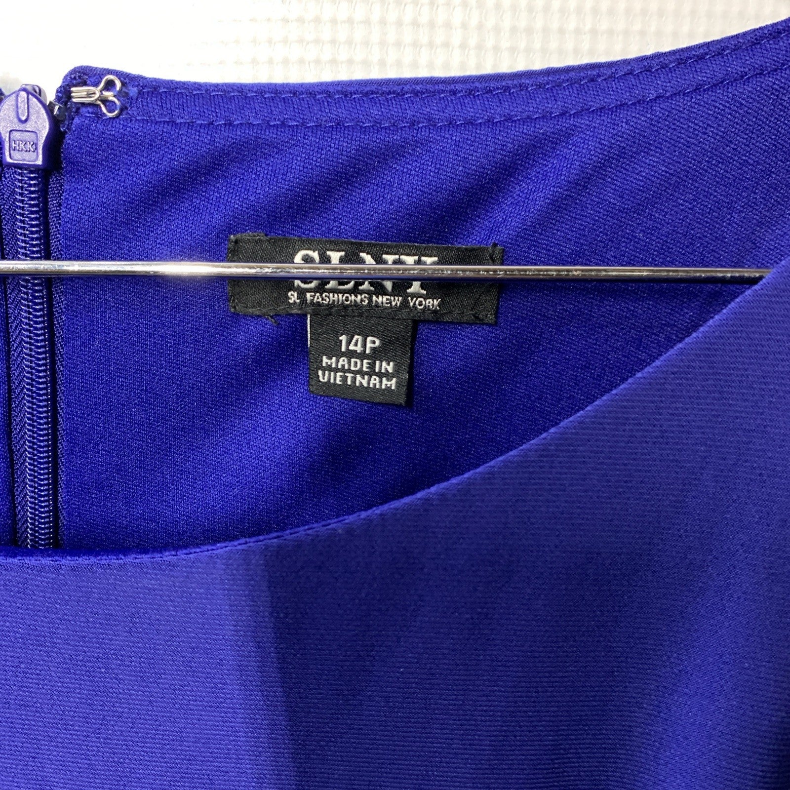 S.L. Fashions Womens Long Length Ruched Waist Formal Evening Dress Size 14P Blue