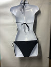 RELLECIGA Women's Triangle Bikini Set Black Small 2 Piece Swimwear Drawstring