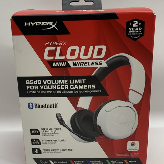 HyperX Cloud Mini Wireless Gaming Headset 85dB Volume Limit Lightweight (White)