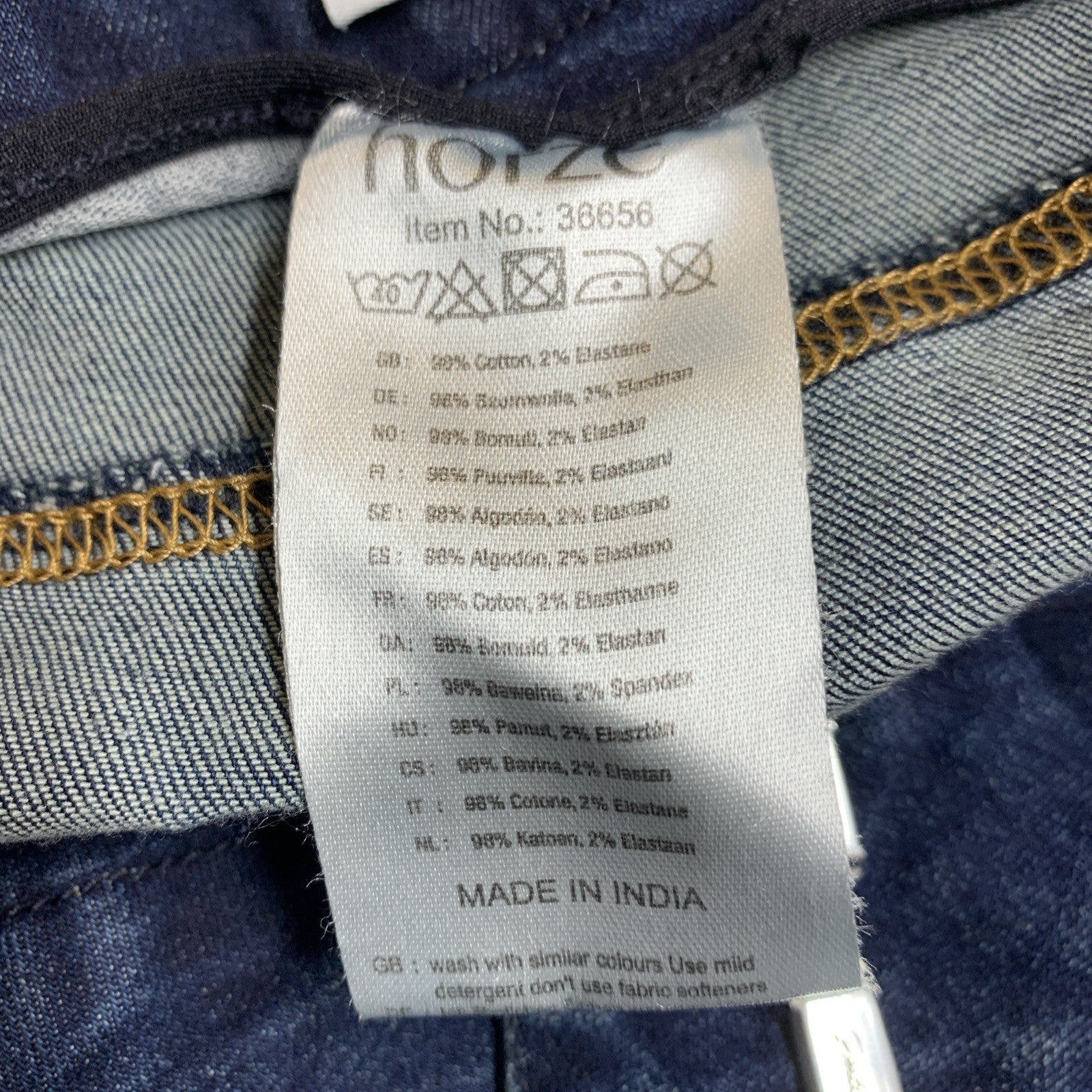 Horze Kaia Womens High Waist Denim Silicone Full Seat Breeches Dark Blue Size 32