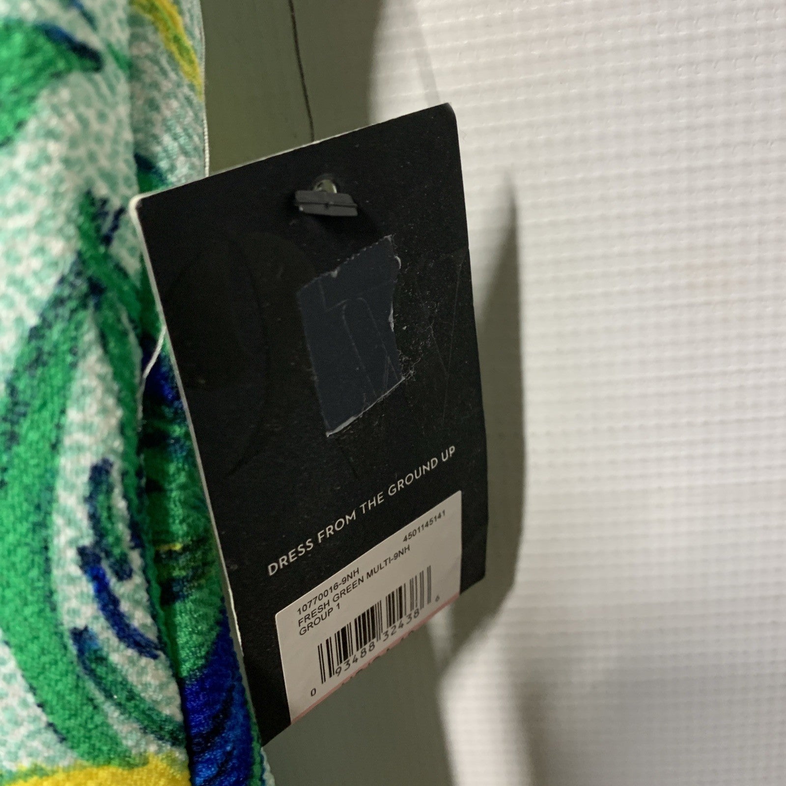 Nine West Women's Flutter Sleeve Swing Dress Size 10 Green Floral Round Neck