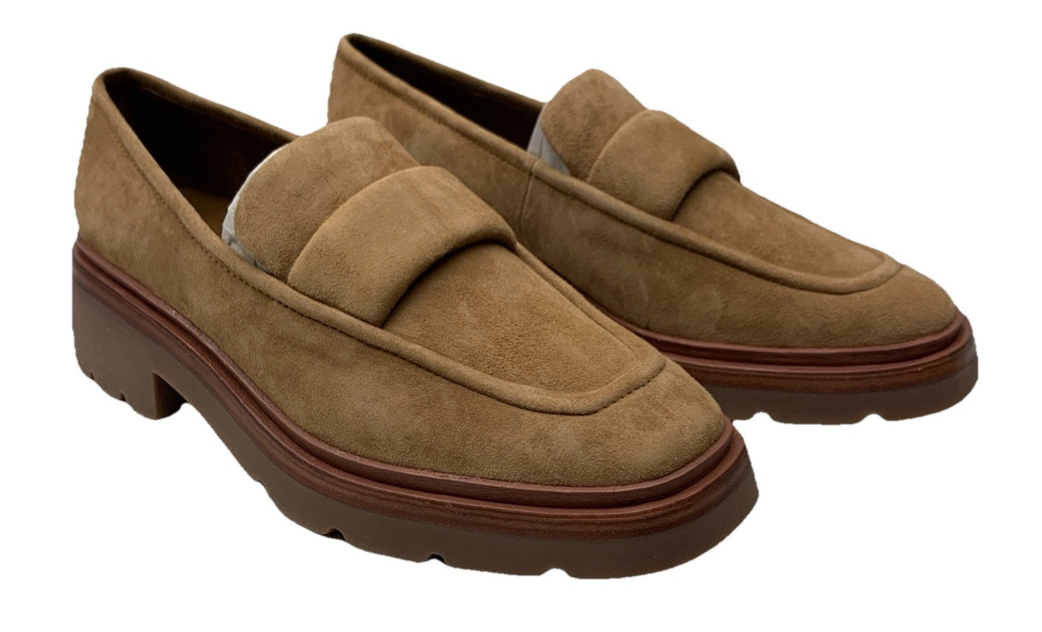 Vince Women’s Robin Loafers Pull-On Square Toe Shoes Size 6.5 Light Fawn Brown