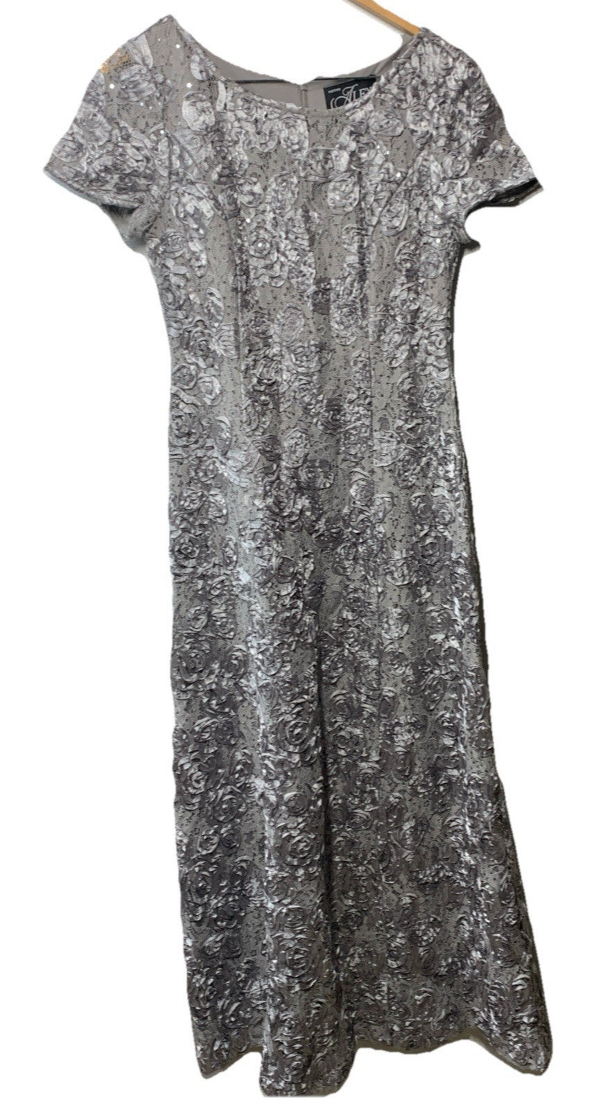 Alex Evenings Women's Rosette Dress Short Sleeves Elegant Formal Party Size 10P