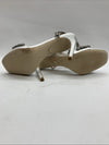 Badgley Mischka Galia Embellished Sandal Heels Jeweled Soft Satin White Size 8