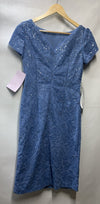 JS Collections Women's Melanie Short Cap Sleeve Midi Dress Size 2 Blue Casual