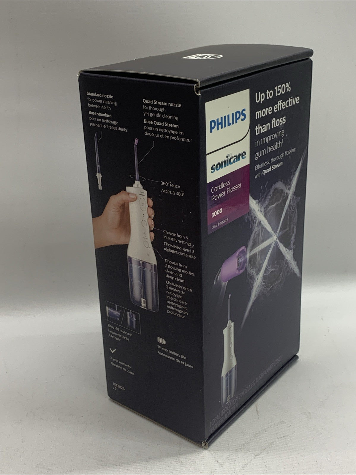 Philips Sonicare Cordless Power Flosser 3000 Oral Irrigator with 2 Nozzles