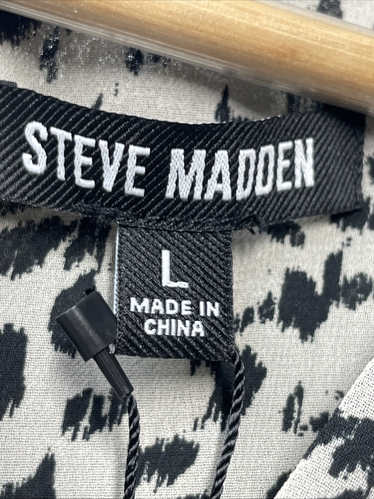 Steve Madden Apparel Women's Rami Dress Size L Long Sleeve V-neck Black/Ivory