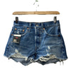 Levi's 501 Denim High Waist Cut Off Jeans Shorts Size 24 Athens Medium Wash Blue