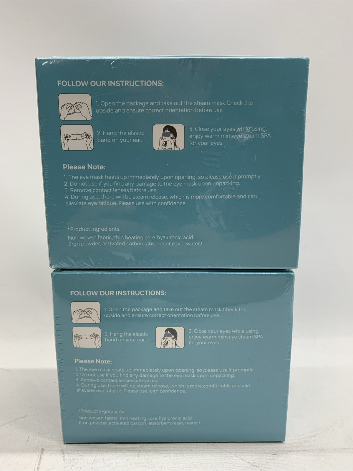 LC-dolida Hyaluronic Acid Steam Eye Mask Heated Eye Mask for Dry Eyes - LOT OF 2