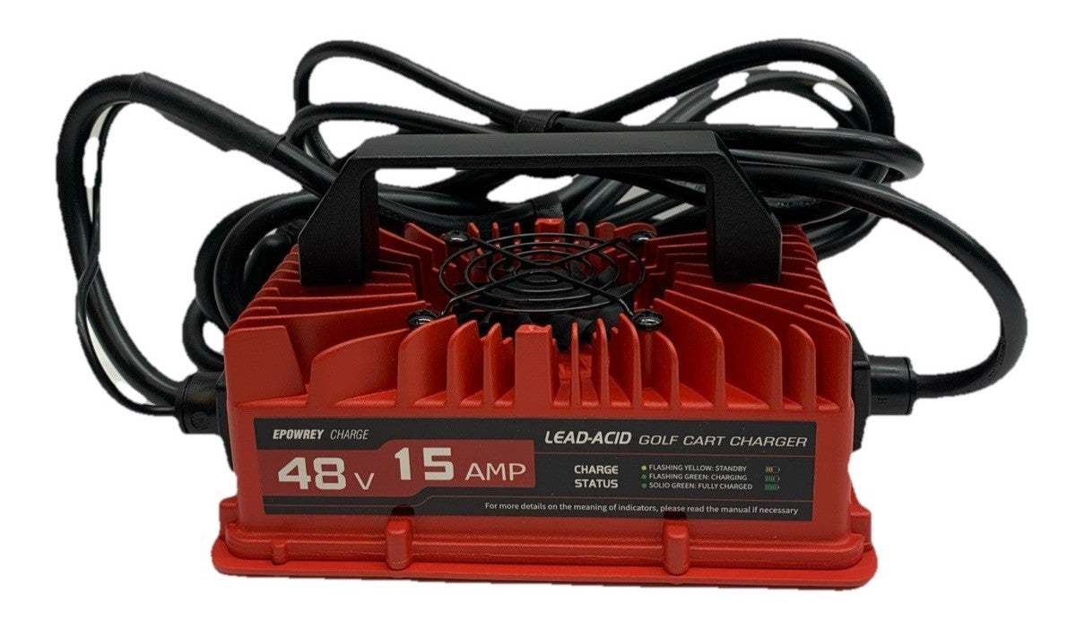 Epowery 15 AMP 48 Volt Golf Cart Battery Charger 4 Club Car 3-Pin Round Plug E4