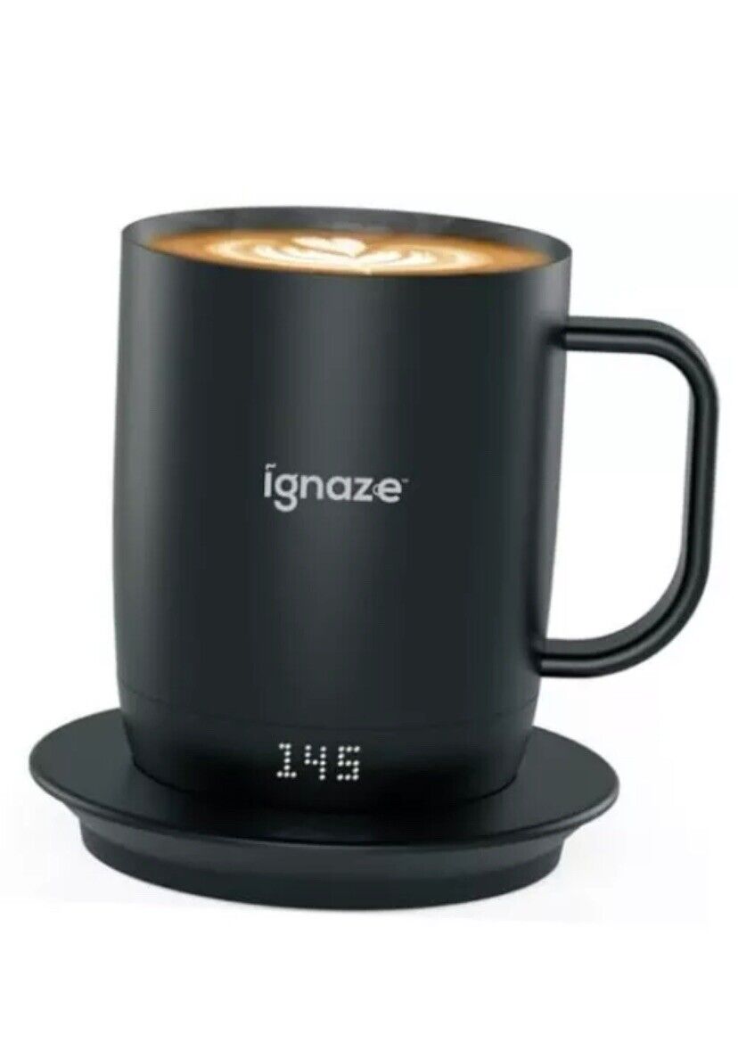 Temperature Controlled Self Heating Smart Drinking Mug ThermoTech Led 11oz Black