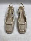 Sam Edelman Women Tracie Heel Size 8M Natural Weave Squared Toes Slingback Strap
