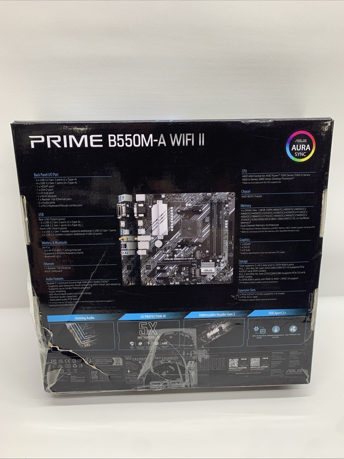 ASUS Prime B550M-A WiFi II AMD Micro ATX Motherboard with PCIe 4.0, WiFi 6, ECC
