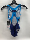 Speedo Girl's 10 Swimsuit One Piece Infinity Splice Thick Strap Deep Water Blue