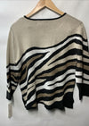 Alfred Dunner women's animal jacquard crew neck sweater with long sleeves, featuring a classic design and textured pattern.