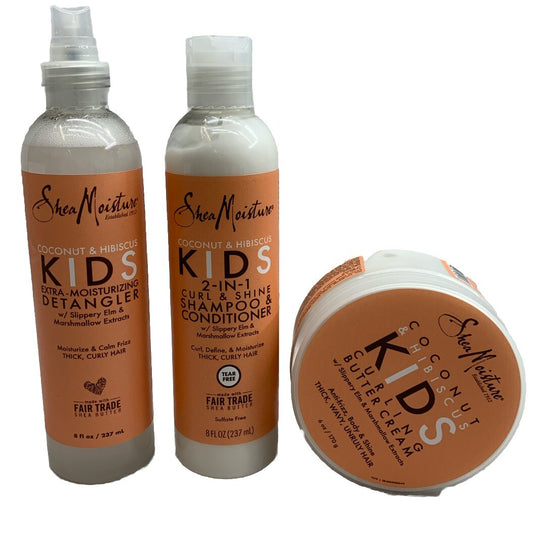 (3) Coconut Hibiscus Kids Set Curling Butter 2in1 Shampoo Conditioner Detangler