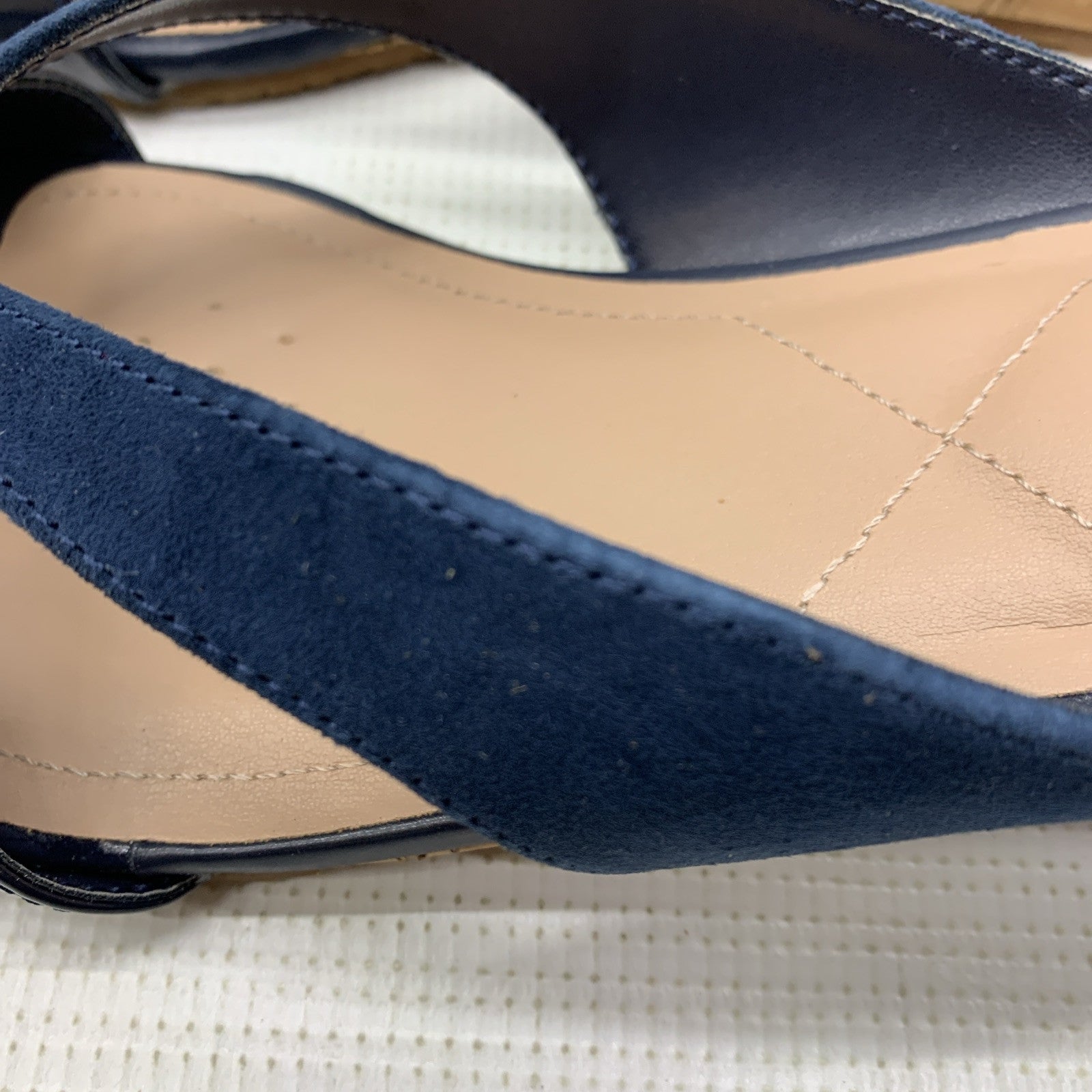 NYDJ Womens Contessa Suede Wedge Sandals Navy Size 10M Slip-on Open Toe Suede