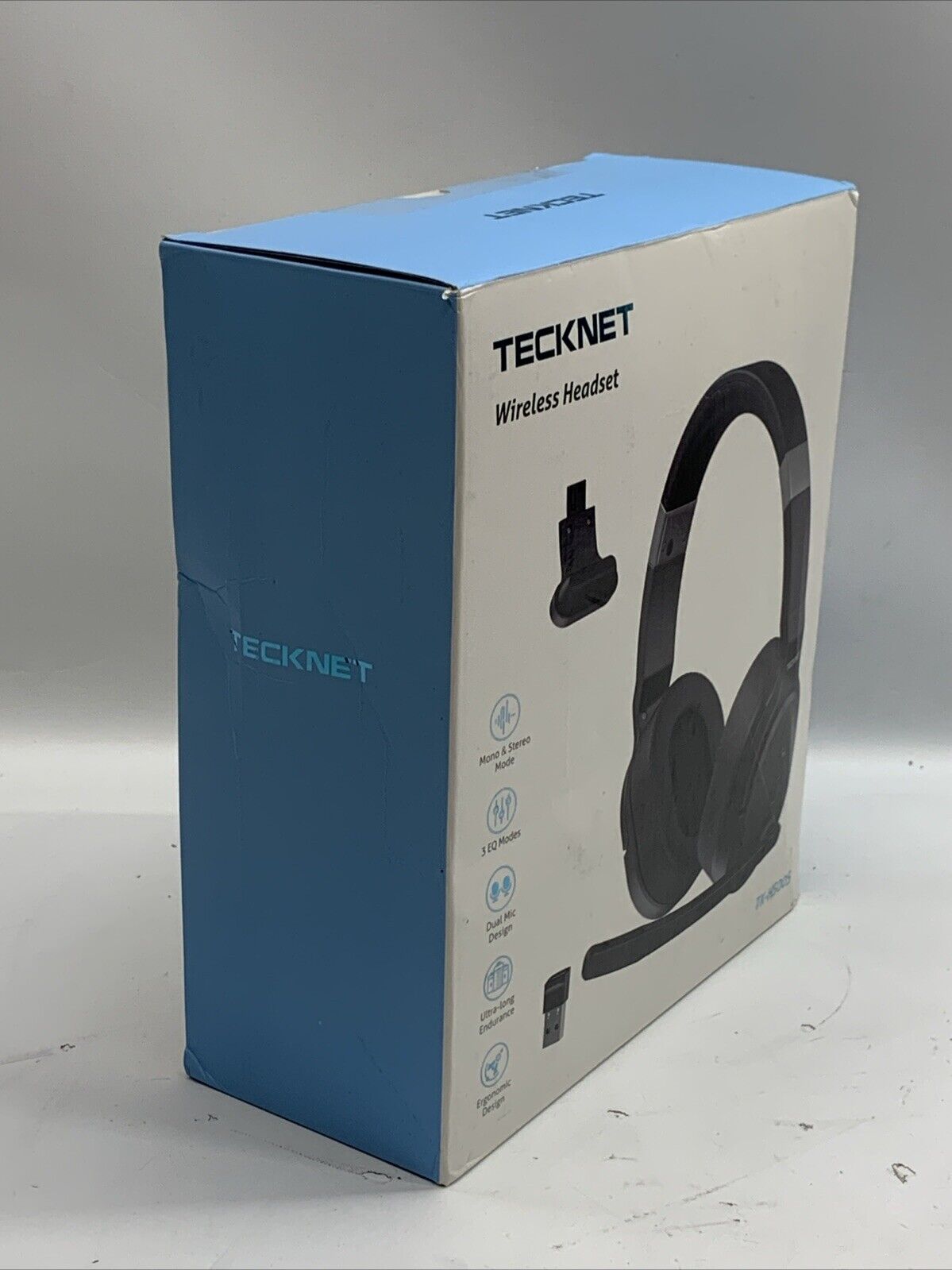 Tecknet Wireless Headset Mano & Stereo Mode Dual Mic Ergonomic Design Headphone