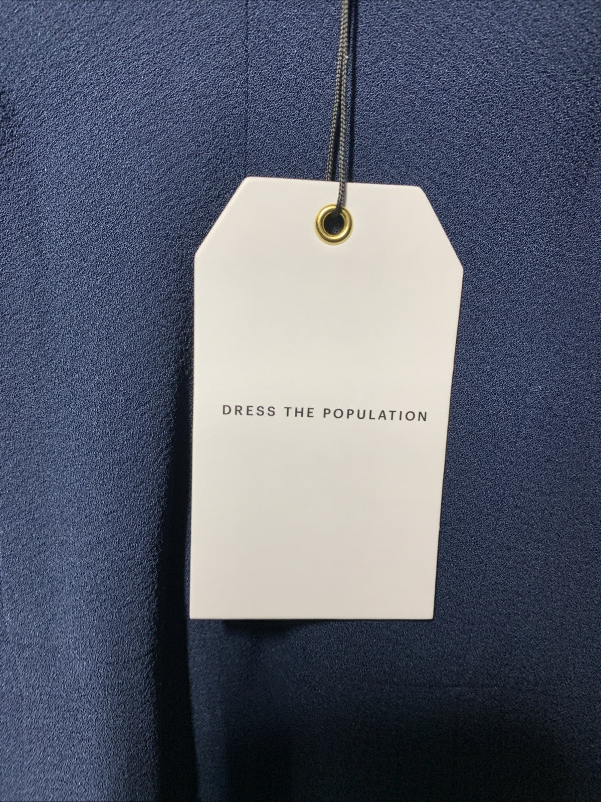 Dress The Population Iris Spaghetti Strap Plunging Long Dress Size M Dark Blue