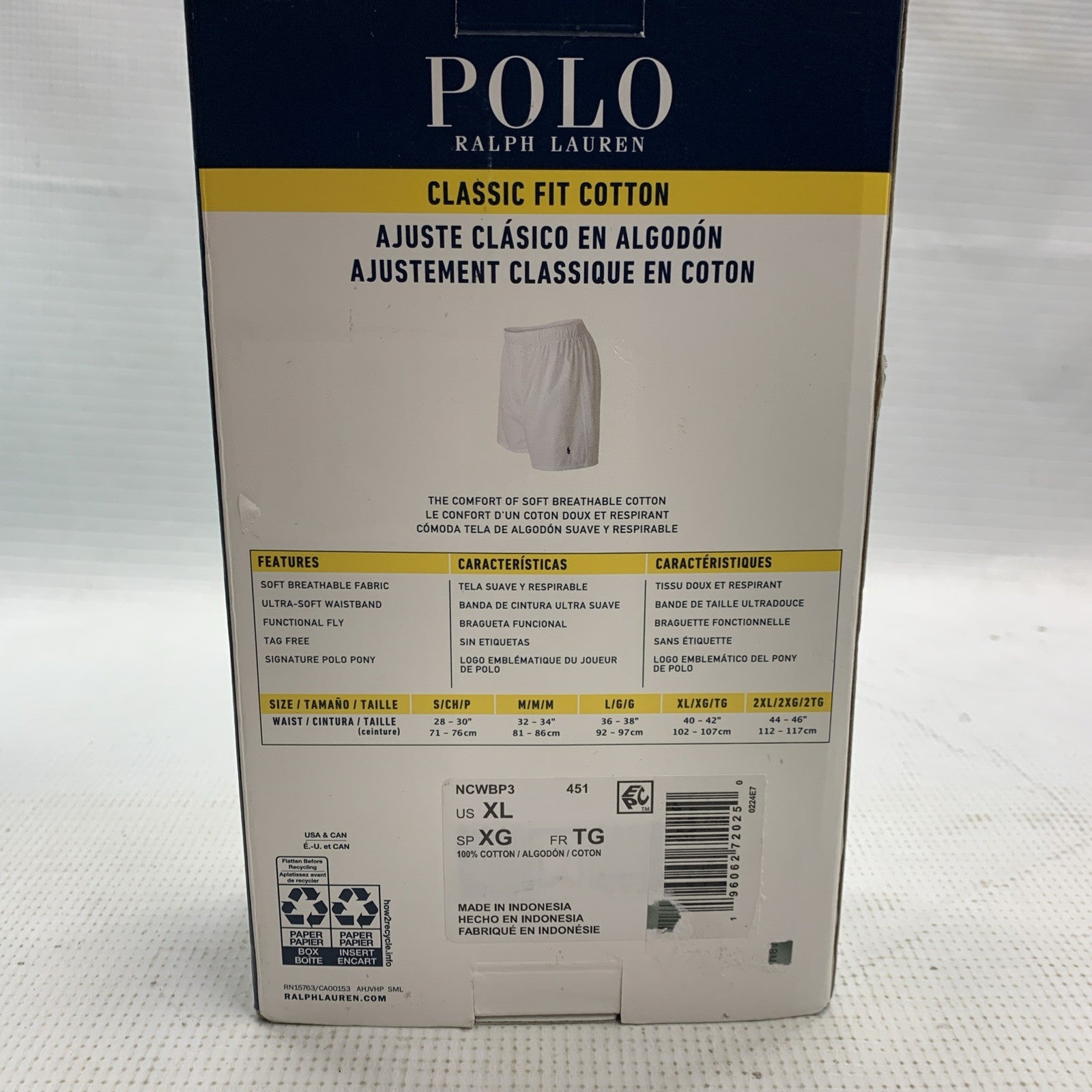 Polo Ralph Lauren Men's X-Large Classic Fit Cotton Woven Boxers Shorts - 3 Pack