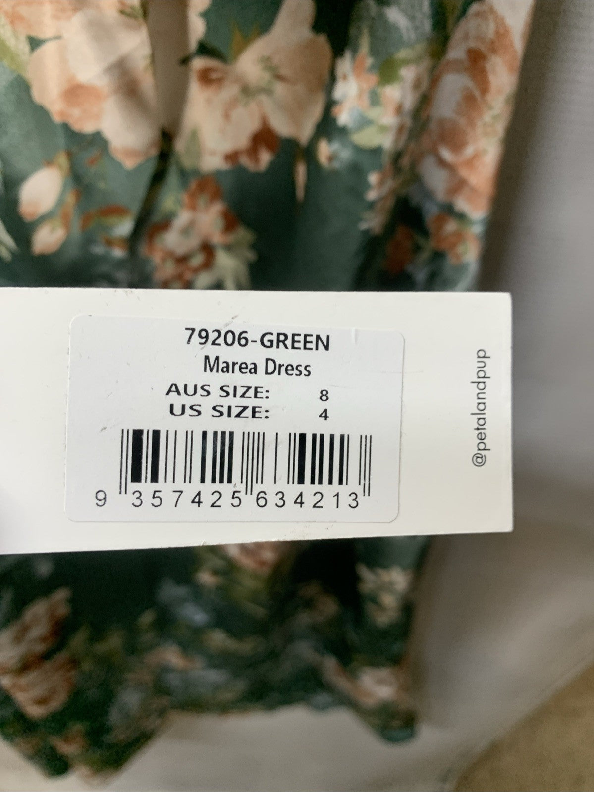 Petal and Pup Women's Marea Satin Slip Dress 79206 Size 4 Green Floral print